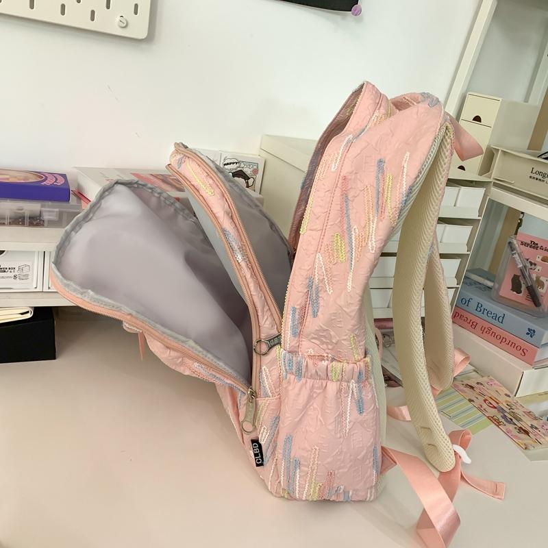 Junior High School Schoolbag Colorful Embroidery Women's Large Capacity Backpack Student Backpack