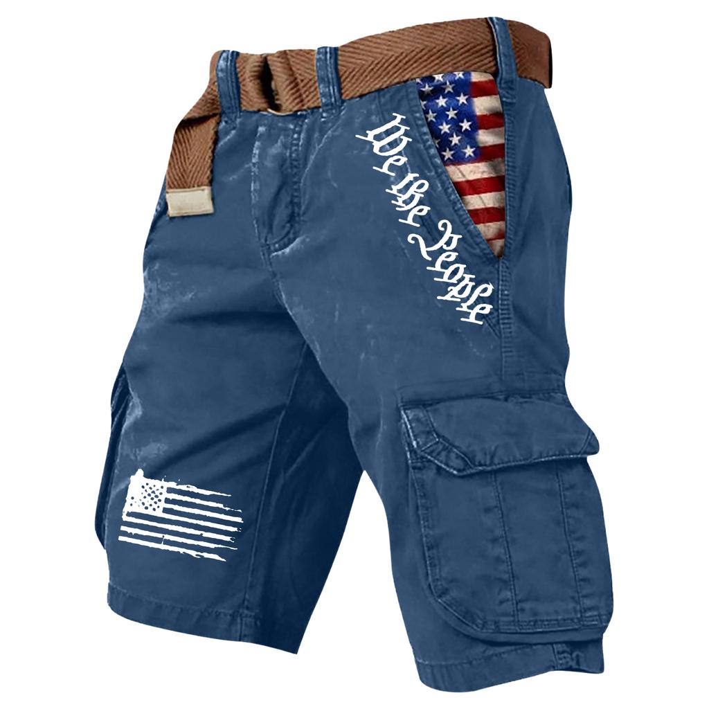 Men's Summer Printed Outdoor Shorts Men's Loose Multi-Pocket Shorts