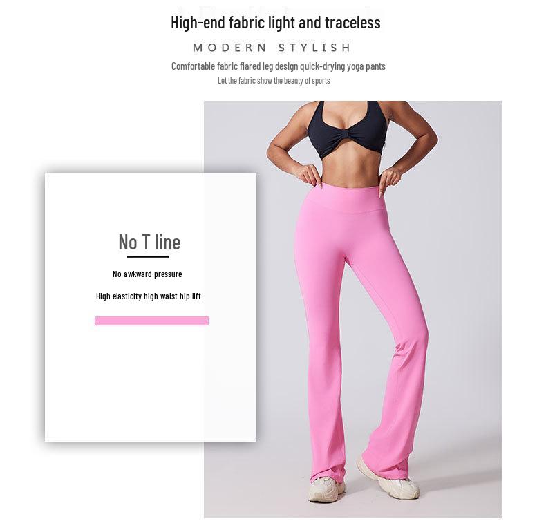 Peach High Waist Butt-Lifting Flare Yoga Pants for Women - Micro Flare, Skinny Fit, Long Length Fitness Pants