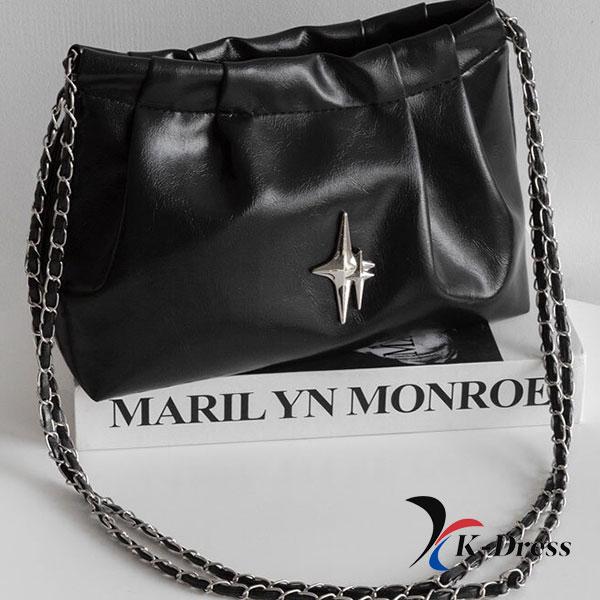 Shirring Chain Square Shoulder Bag (3 Colors)