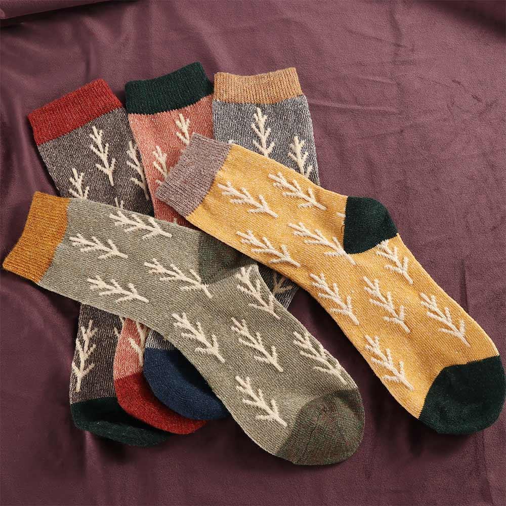 

Soft Wild Middle Tube Autumn Winter Girls Wool Socks Tree Knitted Women s Socks