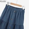 ZANZEA Women Casual Elastic Waist Loose Long Skirts