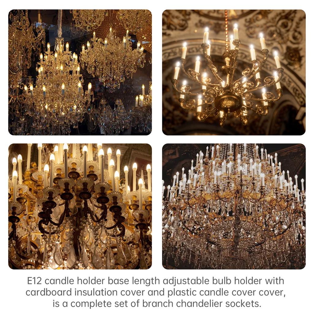 E12 Socket Adjustable Bulb Candelabra Base Lamp Holder Light Bulb Socket Bracket Lamp Cap for Candle Lamp / Crystal Light