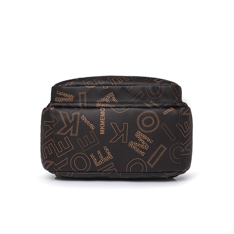 Leather Women Letter Printed Backpack Student Schoolbag Large Capacity Travel Bags