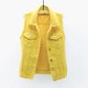 Women Single Breasted Denim Vest Autumn Winter Solid Casual Turn Down Collar Pocket Sleeveless Short Jean Coat Streetwear