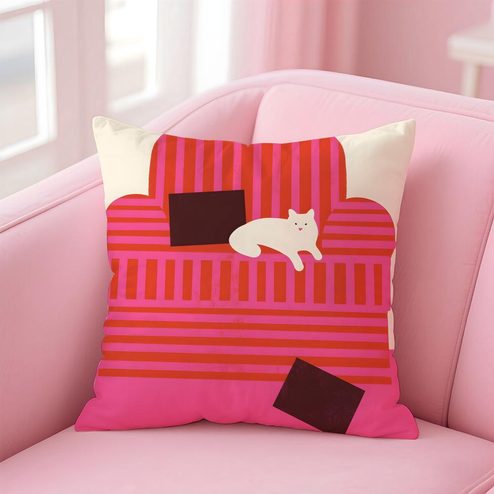 Casual Daily Simple Cute Friendly Cats And Dogs Cushion Cover Pillow Case Soft Friendly Fabric  Concealed Zipper