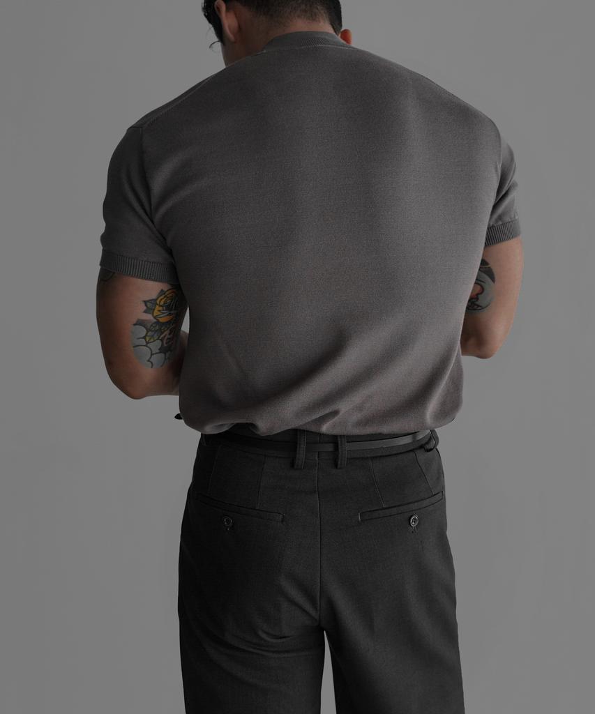 Baulopeulodeogteu Soft Mock Turtleneck Short Sleeve Knit [Gray]