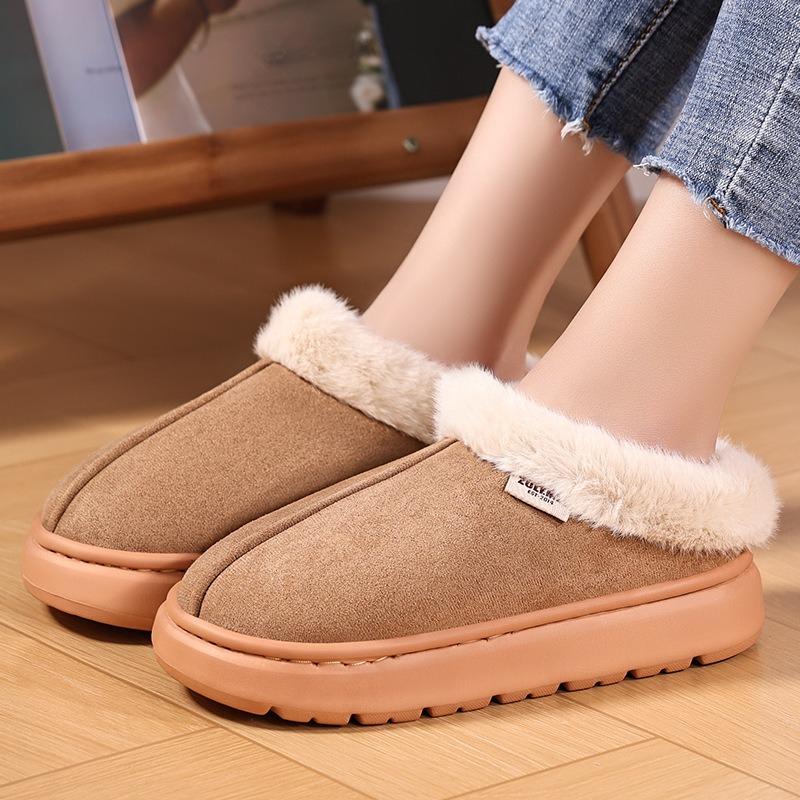 Cotton Shoes, Fleece and Thickened Shoes, Fashionable and Comfortable Ankle Boots, One-step Home Slippers