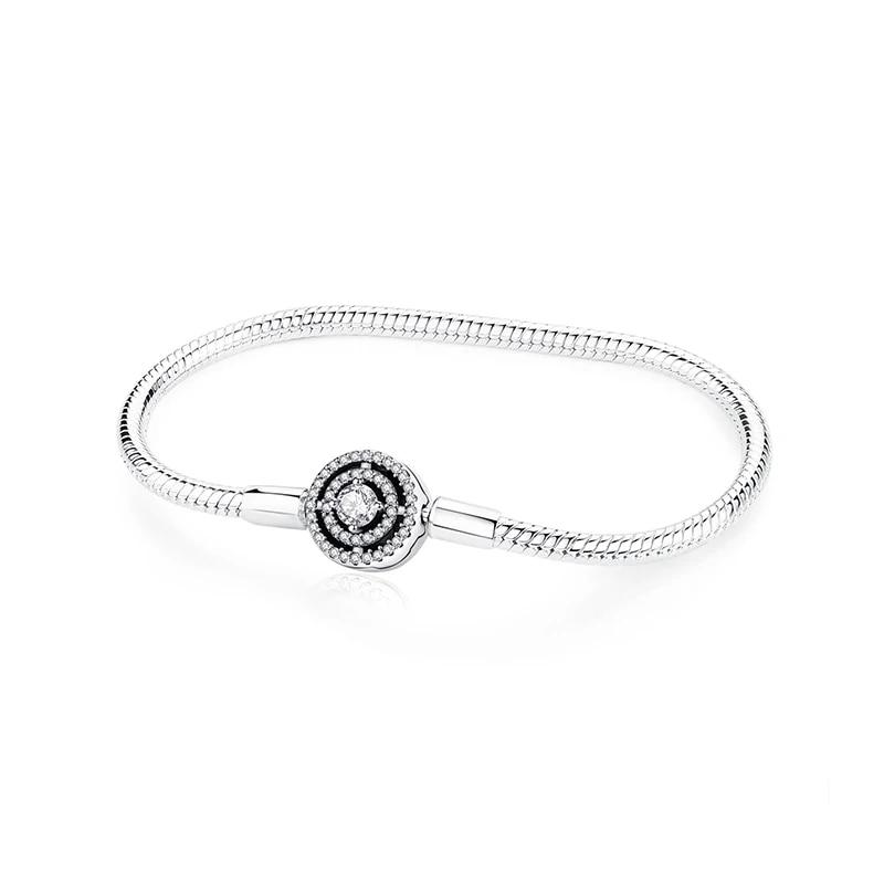 Originale 925 Sterling Sølv Armbånd Armbånd Krystallkule Kjærlighet Hjertelås Perler Charms Moments Armbånd For Kvinner DIY smykker