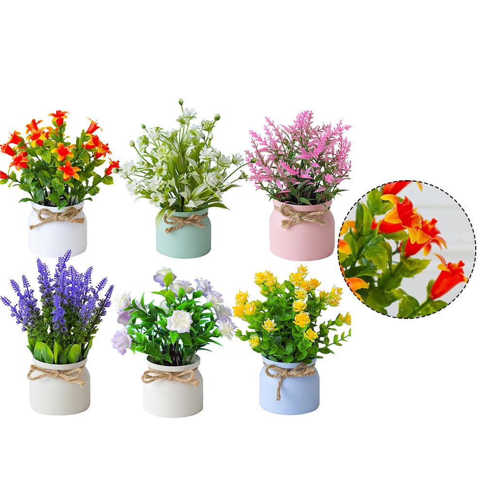 Indoor Ambiance Artificial Pot Flowers Charming Faux Flower Arrangements Charming Rustic Bow Accent Indoor Low-Maintenance Plant