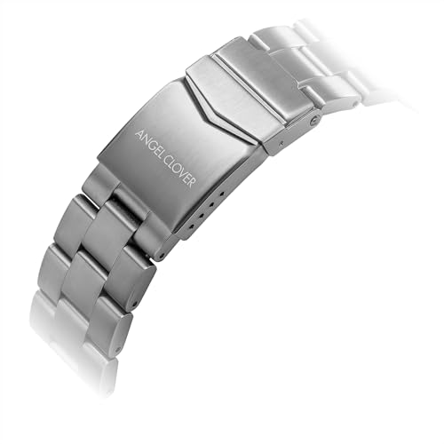 Angel Clover Men's Watch, MONDO SOLAR, Solar Battery, 10 ATM Water Resistance, Mineral Glass, Black Dial, Stainless Steel, NMOS44SBBK, Silver