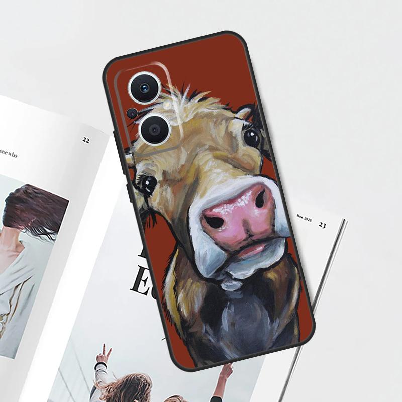 Cute Cartoon Cow Case For OPPO Reno 15 Pro 15F 11 12 13 14 F 10 Pro 8 7 Lite 8T OPPO Find X9 X8 X6 Pro Cover