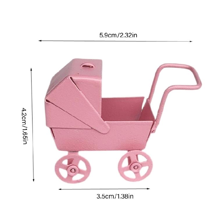 Miniature Dollhouses Pram Accessory 1/12 Scale, Realistic Stroller Bassinet Stroller Model Baby Pram