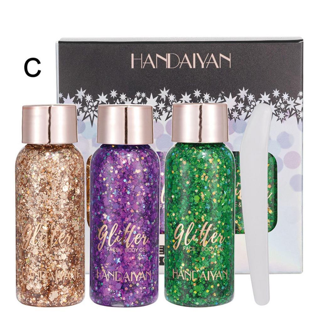 Brokatowy cień do powiek, cekiny, 3-częściowy zestaw Balsam do ciała o syrenie, pokaz na scenie, w klubie nocnym