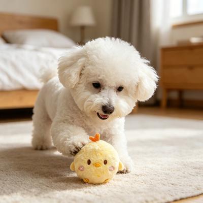 Plush Animal Dog Ball Fluffy Cute Bunny Chick Ball Dogs Squeaky Chew Toy Interactive Fetch Toy for Puppy Teething Outdoor Training