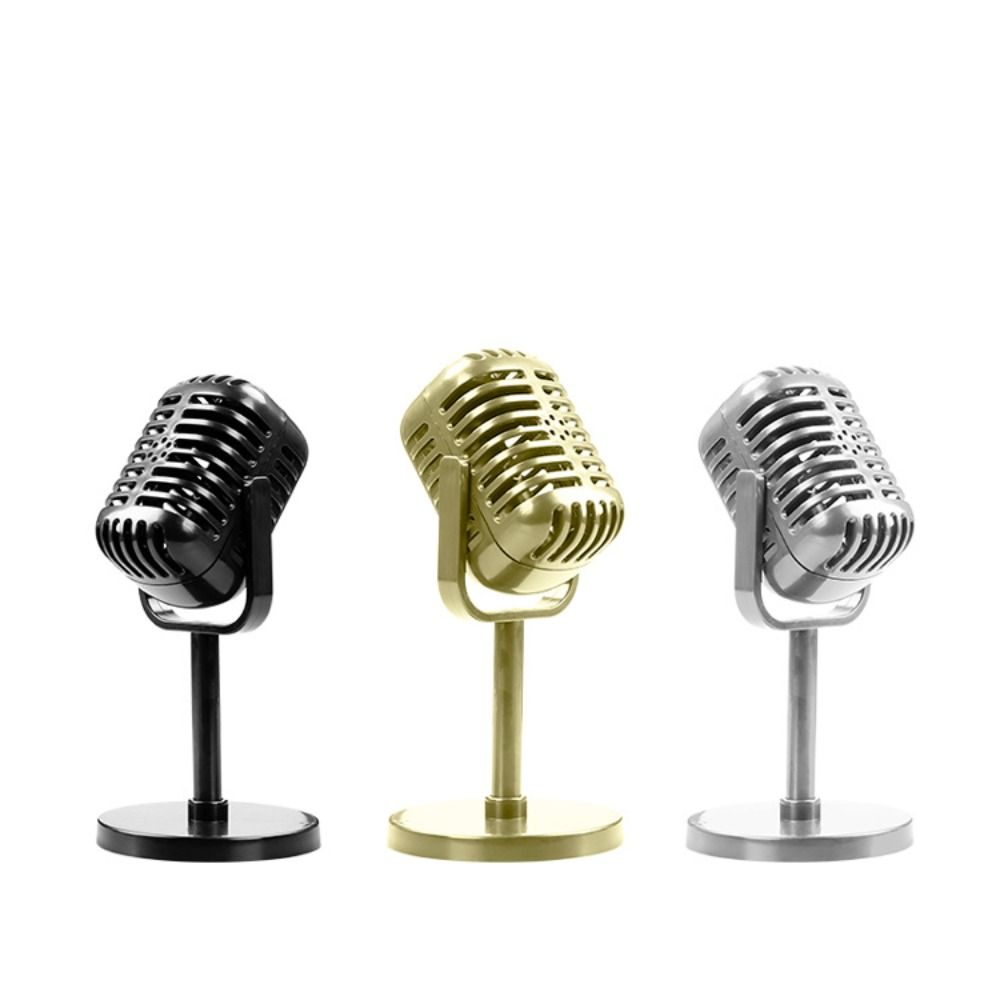 Simulation Props Retro Microphone Vintage Classic Style Dynamic Vocal Microphone Miniatures For Home Decoration Small Ornaments