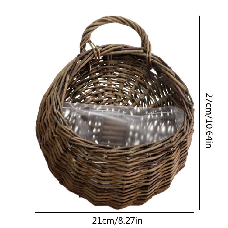 Panier à Fleurs en Osier Rotin Fait Main Suspendu au Mur Pour Jardin Plante Grimpante Pot Support de Plantes Décoration Intérieure Jardinière Murale
