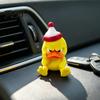 Creative Holiday Gifts 3D Printed Yellow Duck Figurine, Funny Arrogant Statue with Christmas Angry Duckling Figurines Hat, Miniature Ornament for Home