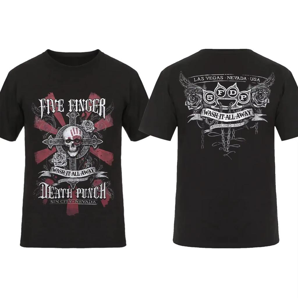 Men's Women T Shirt Biker Skully Black By Five Finger Death Punch Youth Cotton Tops Tees Streetwear Loose Casual Trendy Vintage
