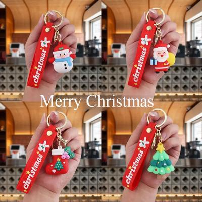 New Christmas Keychain Pvc Soft Rubber Schoolbag Pendant Doll Christmas Small Gift Series Car Accessories Interior Ornament