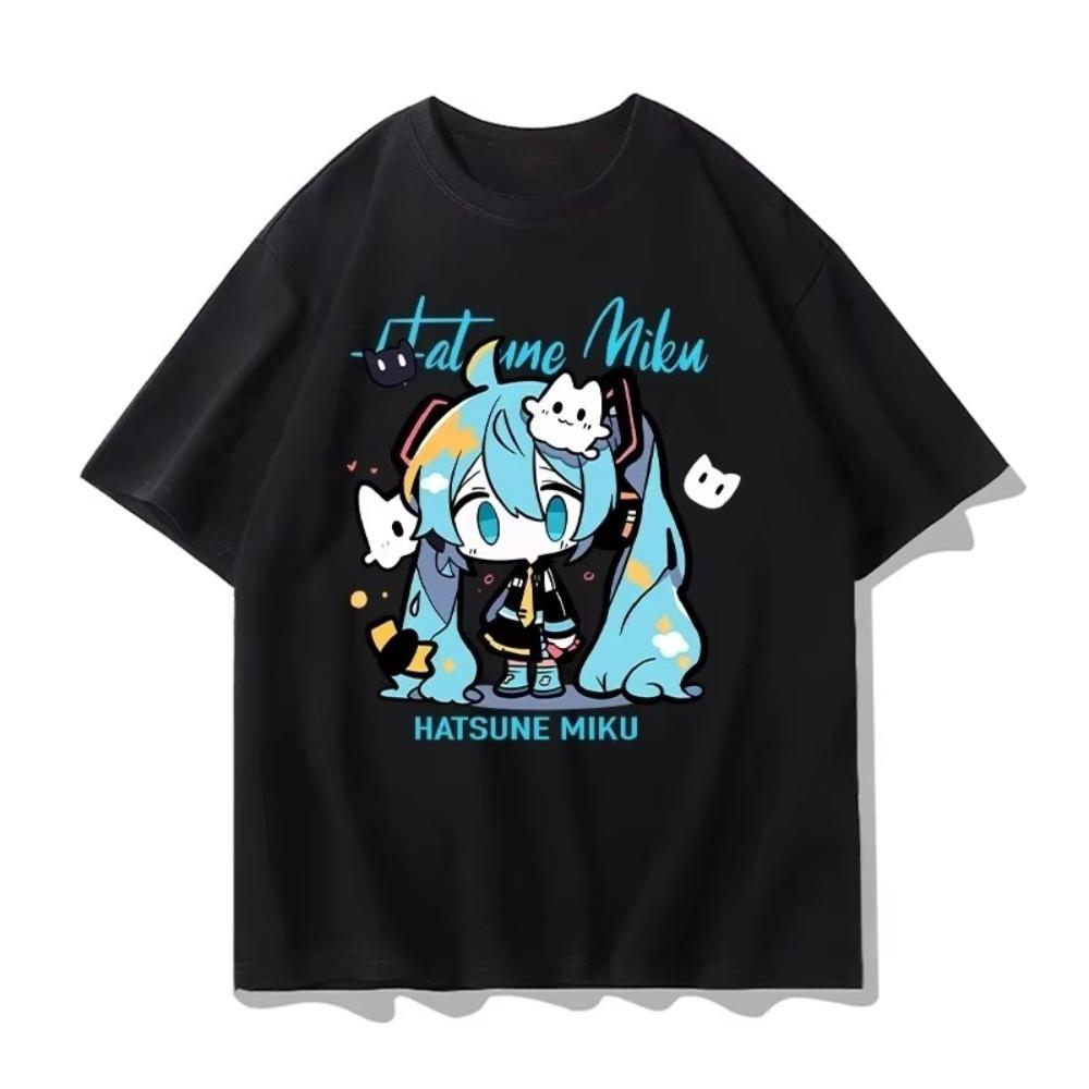 Japanese Anime Hatsune Miku Unisex Womens Tshirt Harajuku Street Casual Fashion Cotton Shortsleeve Soft and Breathable