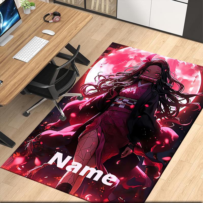 Custom Name Demon Slayer Printed Carpet, for Office Chair Living Room Bedroom Kitchen Room Decor Gifts.