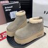Wildleder Plattform Frauen Schnee Stiefeletten Designer Pelz Kurze Plüsch Mid Heels Baumwolle Schuhe 2025 Trend Warm Zipper Winter Botas Mujer