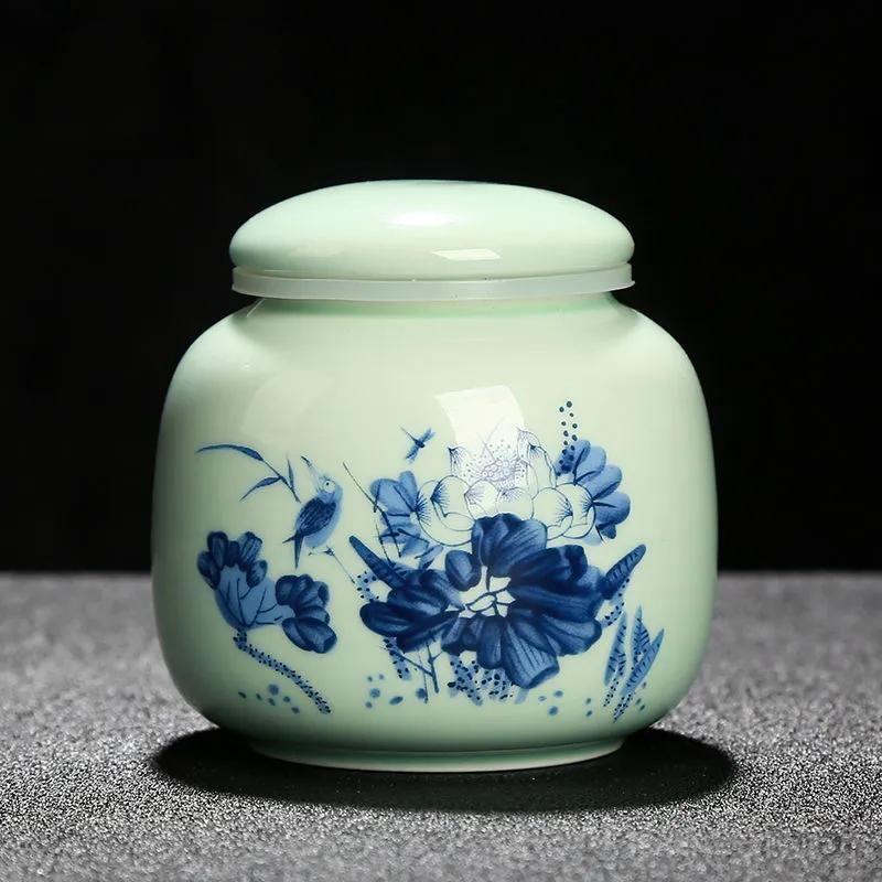 Retro Style Ceramic Tea Storage Jars Home Dried Fruit Medicinal Herbs Sealed Storage Cans Multifunction Mini Packaging Caddy