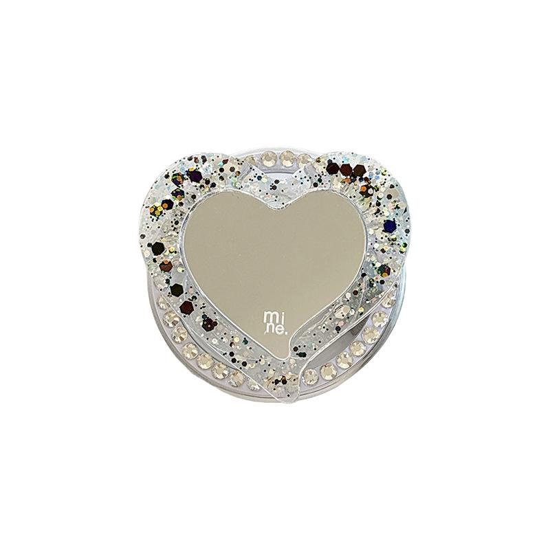 Korean Glitter Heart Mirror with Magnetic Magsafe Phone Holder and Airbag Design