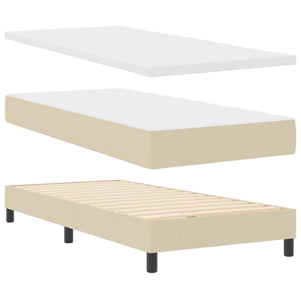 Box Spring Bed with Cushions and Headboard Cream Color 190 x 90 cm Fabric