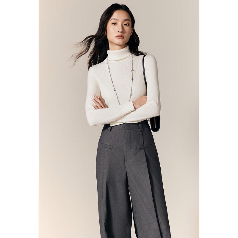 Gejin Women's High-Neck Long-Sleeve Knit Sweater