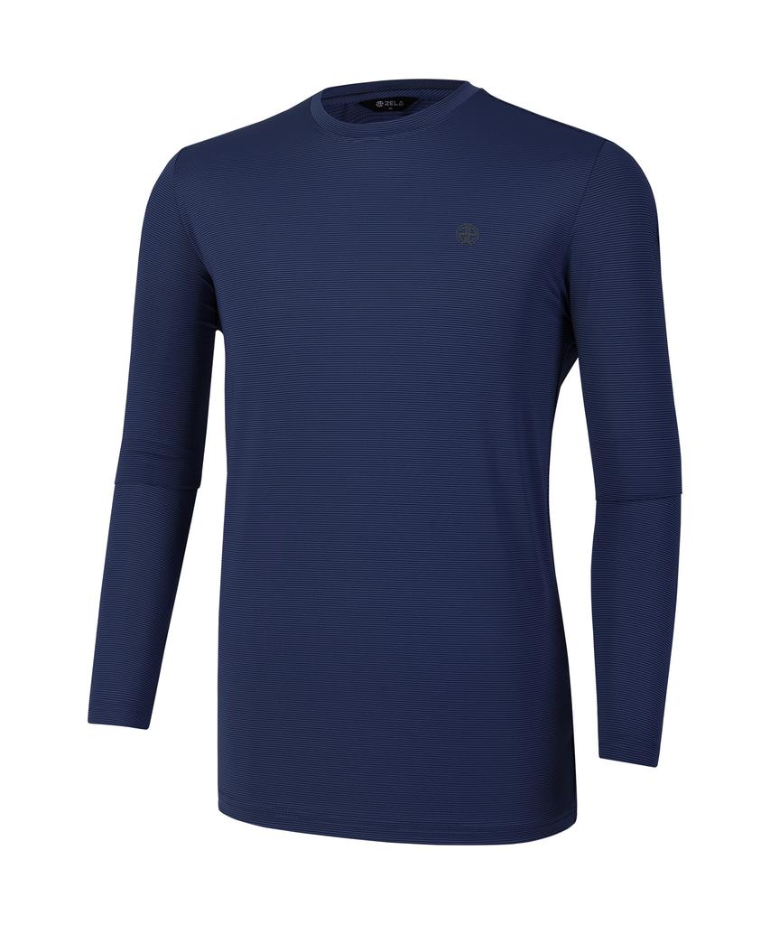 2ELA Men'S Dual Cooling Cooling Round Long Sleeve T-Shirt 6 Colors (Type A)