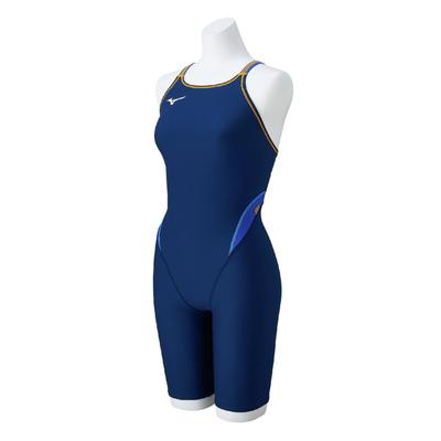 Exersuit Half Navy X Gold Fusion X Capri for Competitive Swimming Women's Suit, Breeze, XS,