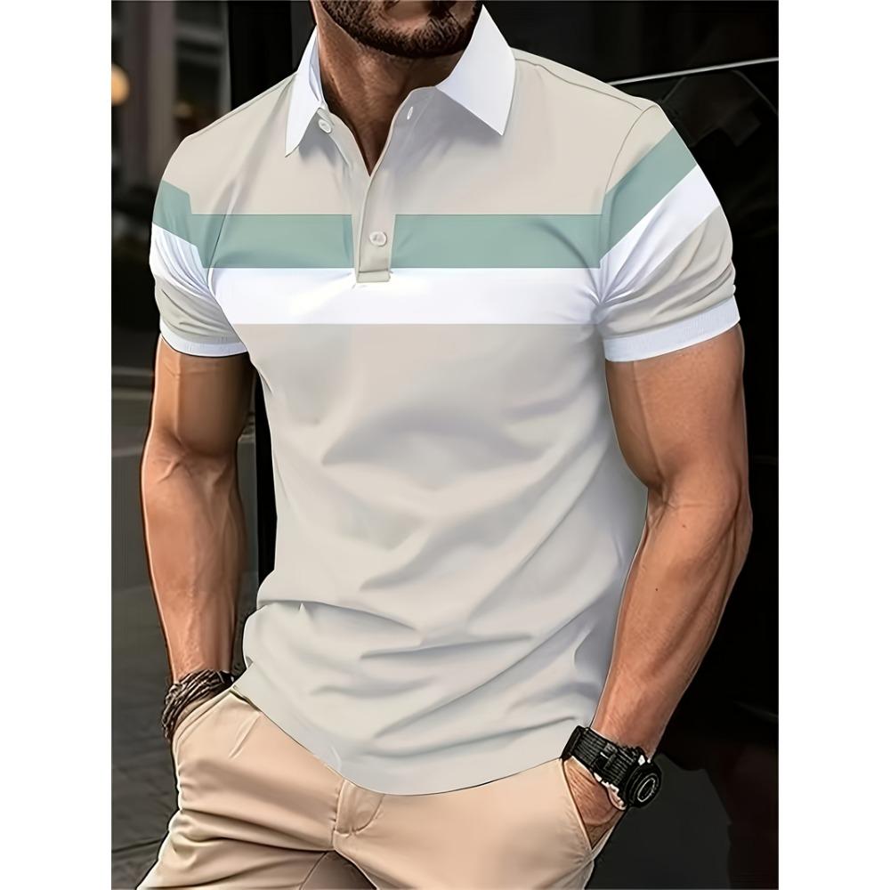 Simple striped pattern men's polo shirt for summer fashion and leisure