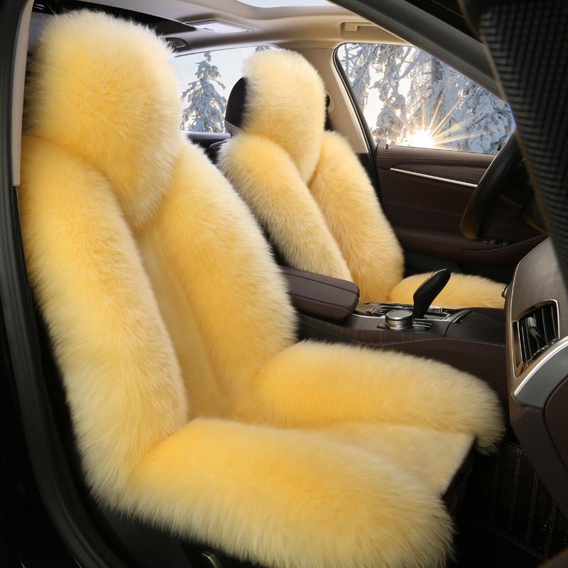 1PC New Sheepskin Fur Car Seat Cover Universal Wool Car Cushion Front Car Seat Cover Car Accessories Car Seats Car-styling Car Interior Christmas Gift