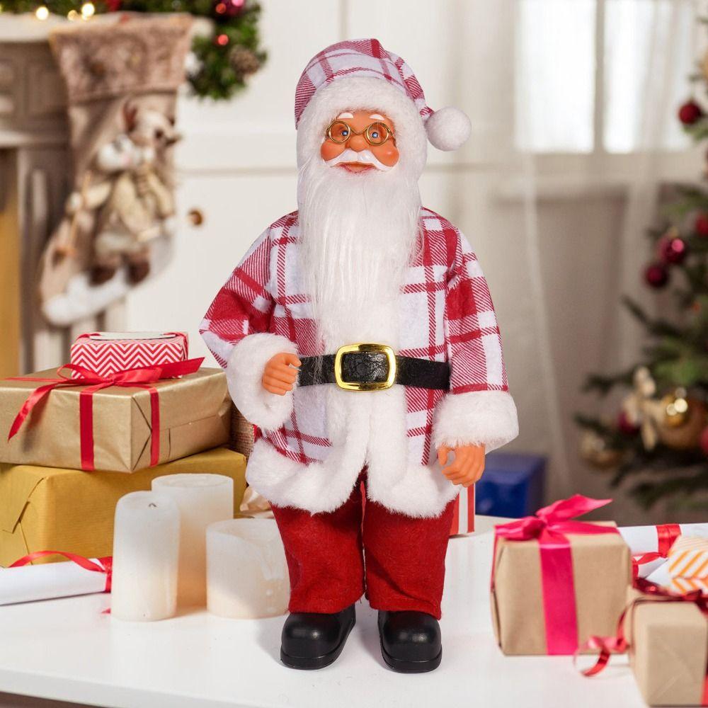 12 inch 3D Santa Claus Figure Cute Realistic Standing Santa Doll Versatile Creative Christmas Decorations Window
