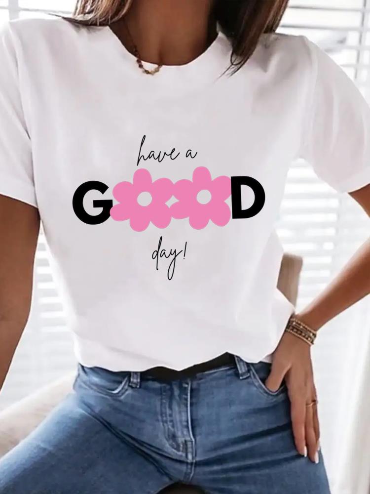 (Asian Size) letter style 90s Women Clothing T Shirt Woman Top Fashion Female Short Sleeve Graphic T-shirts Print Tee