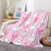 1pc Pink Sweet Bow Cute Ghost Flannel Blanket Soft and Comfortable Nap Envelope Small Cover Blanket Multi-purpose Blanket