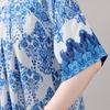 Women's Plus Size Maxi Dress, Boho Print Loose Short Sleeve Casual Dress with Pockets (XL-5XL)