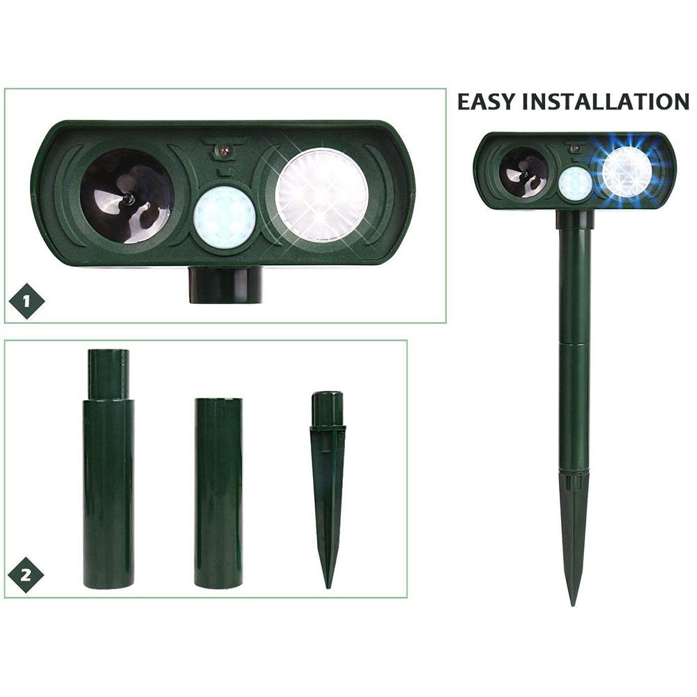 

Солнечный отпугиватель животных Ультразвуковой репеллент для животных Открытый погодоустойчивый ферма Сад Репеллент с