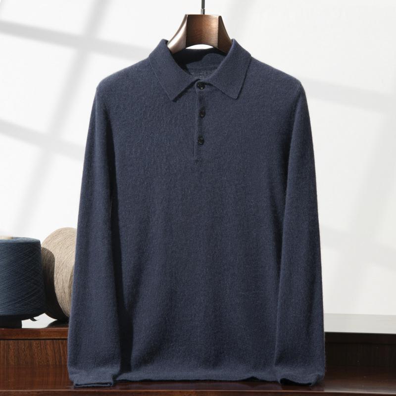 POLO neck cashmere sweater 2025 new flat middle-aged loose pullover sweater