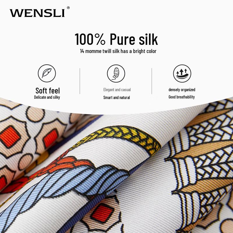 WENSLI 100% Mulberry Silke Firkantet Skjerf