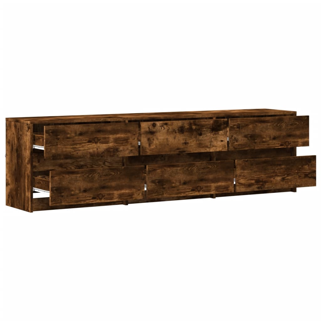 Vidaxl Szafka Pod Tv Z Led, Przydymiony Dąb, 180X34X50 Cm