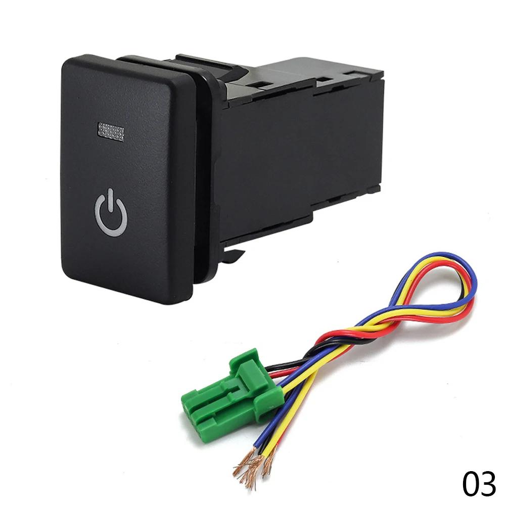 Green Car LED DRL Power Rearview Mirror Folding Button Front Rear Differential Lock Switch for Toyota Camry Prius Corolla Prado