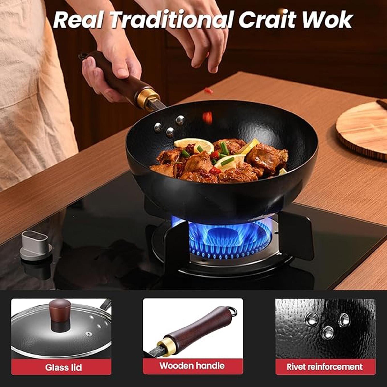 

Non-rusting, Uncoated Cooking Wok, Deep Nitrided Household Cooking Wok, Gas-specific Cooking Wok, Flat Large Frying Pan one size