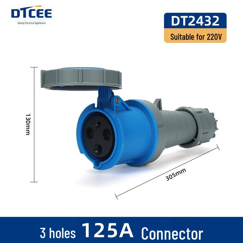 IP67 Three-Phase Industrial Plug Socket: 63A/125A, Waterproof, Aviation Plug, Male-Female, 3/4/5 Core.