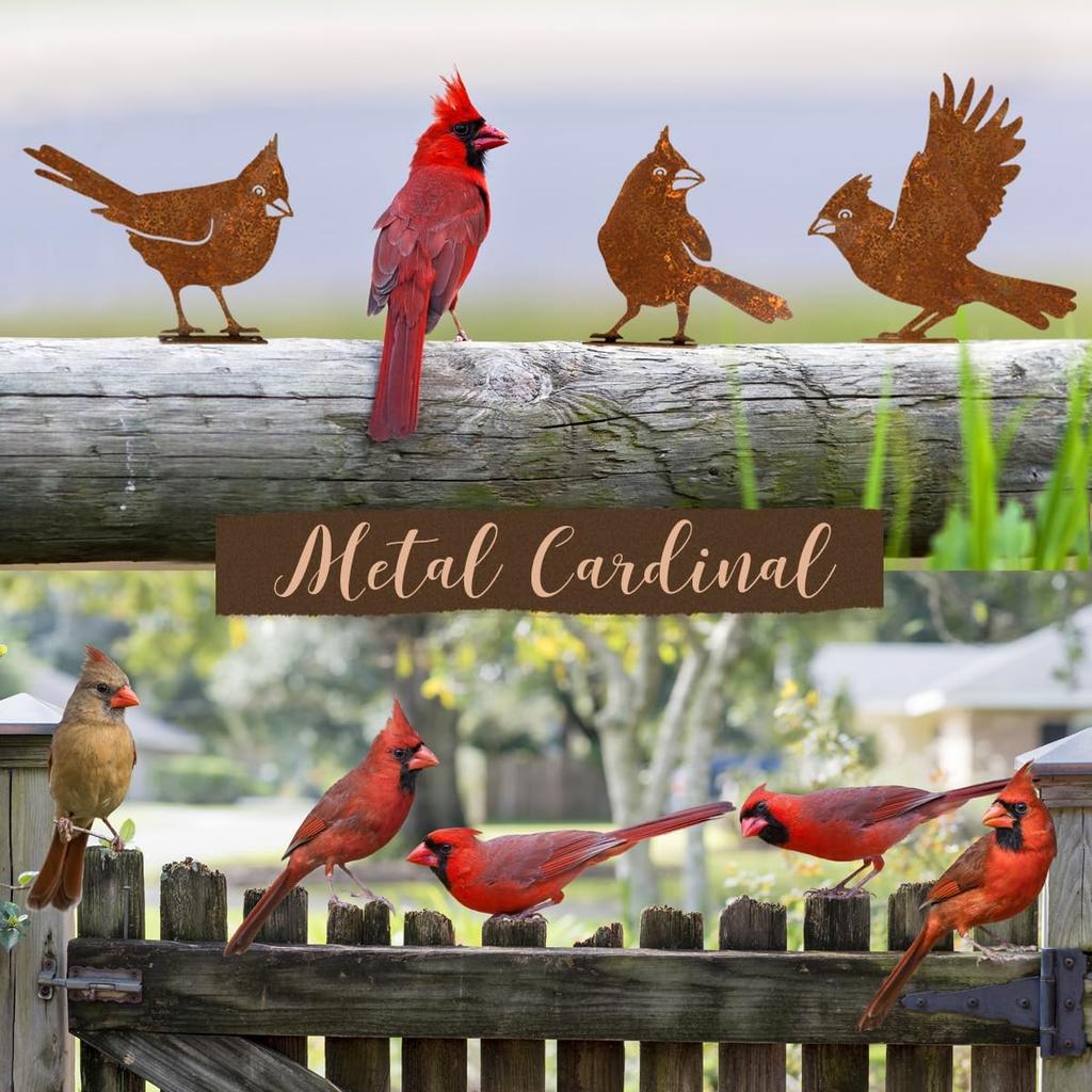 5PCS Rusty Birds Decoration, Wall Fence Hummingbirds Craft Statue Ornaments,Garden Sculptures and Yard Art,Rustic Garden Farmhouse Decor,