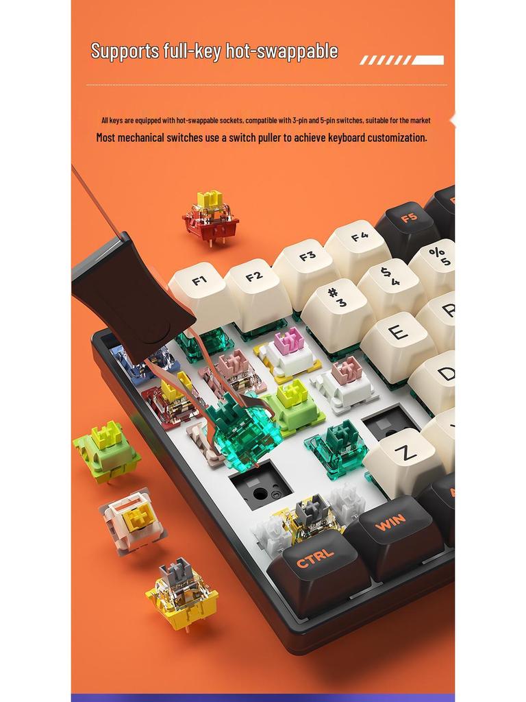 100-Key Wireless Bluetooth Mechanical Keyboard Kit - DIY, RGB, Hot-Swappable, Portable Mini Design