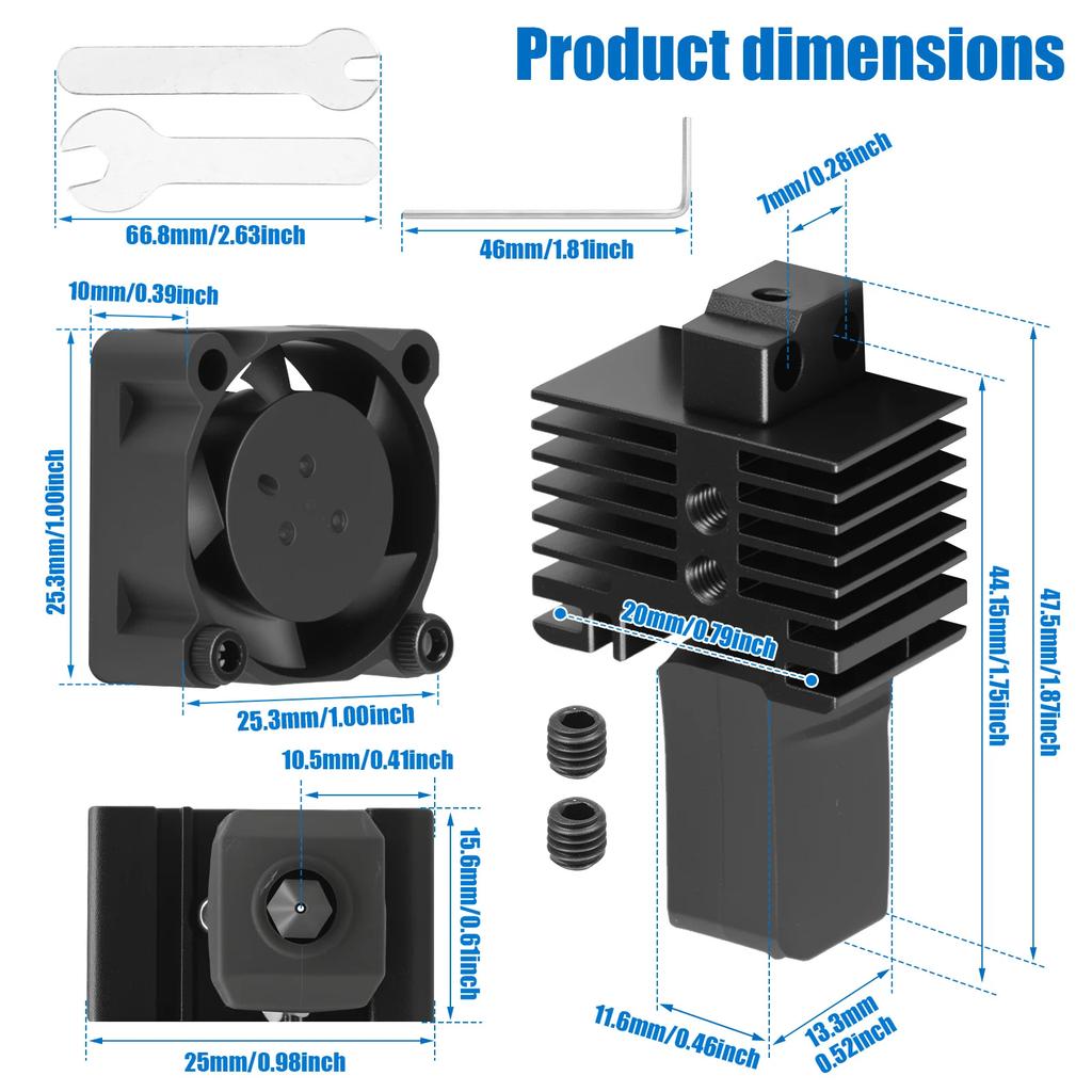 For Bambu Lab P1S Hotend Complete Assembly Upgrade Hardened Steel Extruder Kit For X1 X1C P1P P1S Fan Nozzle X1 Carbon Hot End