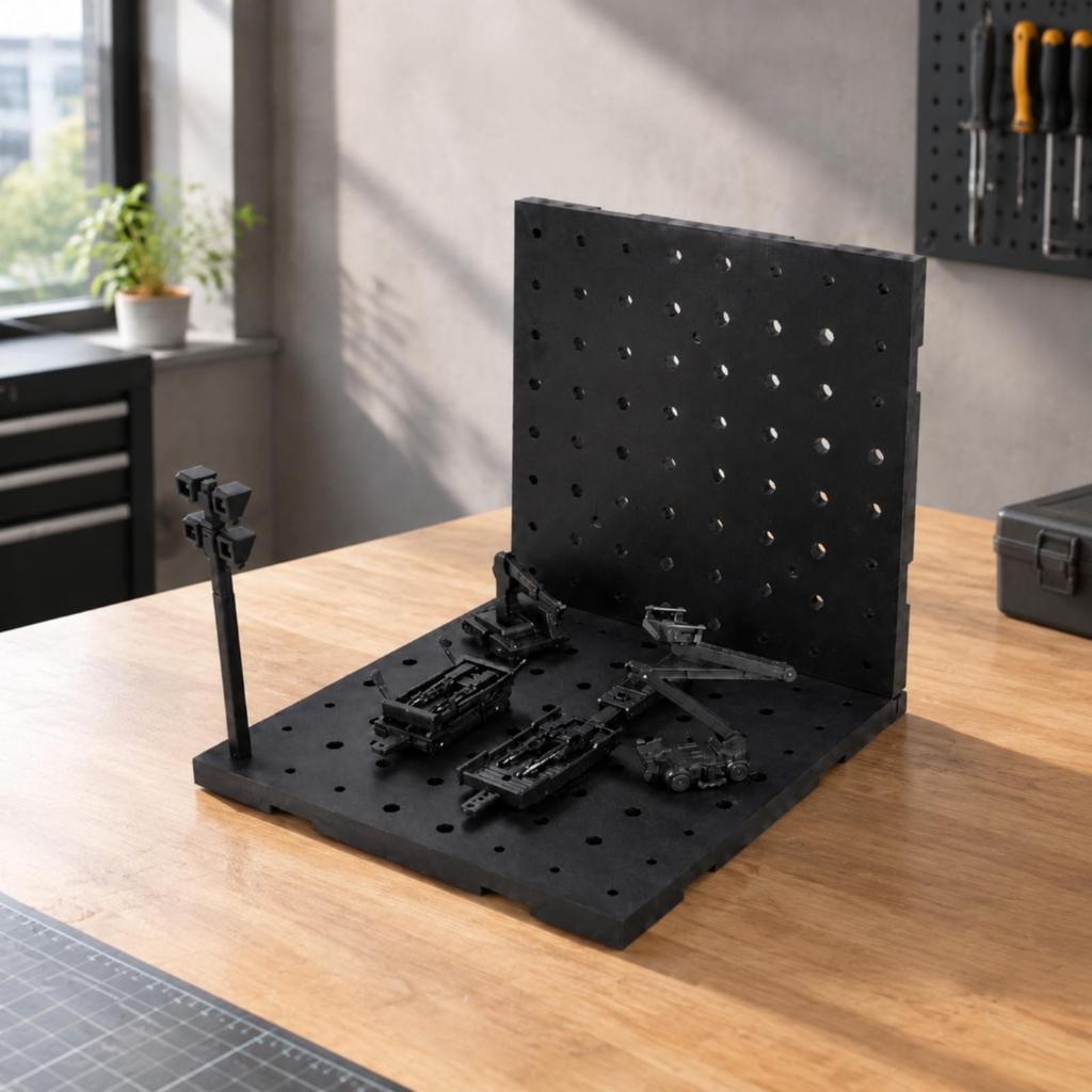 Perforierte Display Diorama Basis L-förmig matt mit Rückwand
